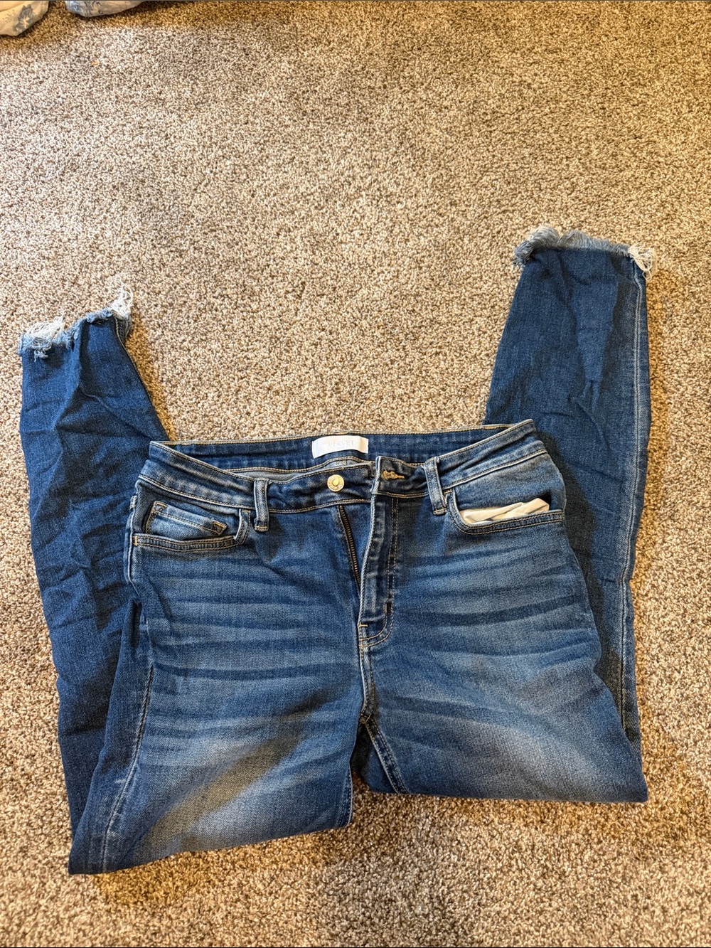 VERVET BY FLYING MONKEY Distressed Skinny Jeans in Blue